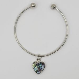 Genuine Abalone Shell Heart Charm Bracelet